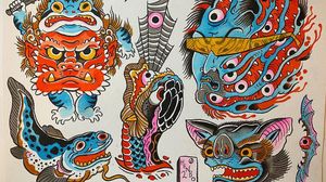 Japanese tattoo flash by Henbo Henning #HenboHenning #Japanese #Irezumi #Japaneseinspired #yokai #mythologicalcreature 