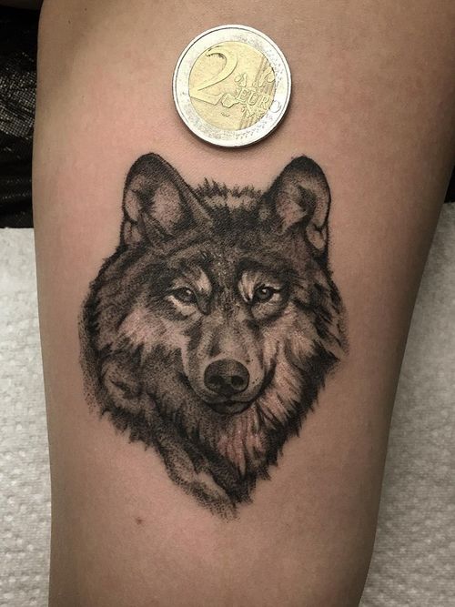 Wolf tattoo by Lil Jeon #LilJeon #blackandgrey #realism #wolf #animal 