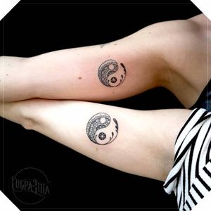 Matching yin yang tattoo by Culpa Lilia #CulpaLilia  #YinYangtattoos #YinYang #Chinese #symbol 