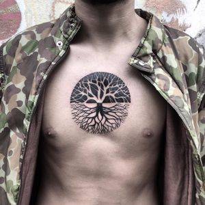Yin yang tree of life tattoo by radaelitattoo #radaelitattoo #YinYangtattoos #YinYang #Chinese #symbol 
