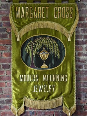 A banner by Meghan McAleavy for Margaret Cross jewelry #MeghanMcAleavy #banner #textileart #tattooart 