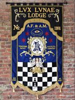 A banner by Meghan McAleavy for Masonic Lodge Lux Lunae #MeghanMcAleavy #banner #textileart #tattooart 