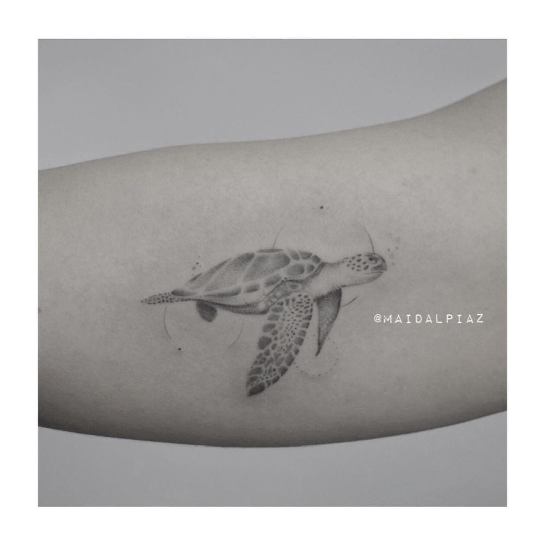 Tattoo uploaded by Maiara Dalpiaz • #MaiDalpiaz #tatuadorasbrasileiras #fineline #pontilhismo #dotwork #delicadas #tartaruga #turtle #natureza #nature • Tattoodo