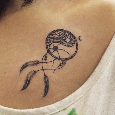Yin yang dream catcher tattoo by unknown artist #YinYangtattoos #YinYang #Chinese #symbol 