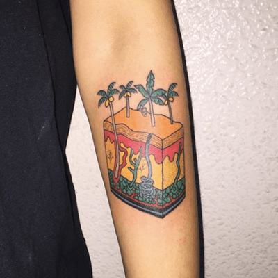 Tattoo by Mick Hee #MickHee #illustrative #palmtrees #earth #landscape #nature