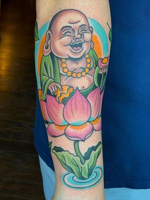 Buddha tattoo by Steve Minerva #SteveMinerva #buddhisttattoo #buddhatattoo #buddhism #buddha #lotus