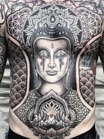 Buddha tattoo by Aries Rhysing #AriesRhysing #buddhisttattoo #buddhatattoo #buddhism #buddha #lotus #sacredgeometry