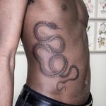 Snake tattoo by Mike End #MikeEnd #Illustrative #snake #ribtattoo #sidetattoo #torsotattoo #nature #oldschool