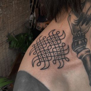 Symbolic linework tattoo by Xapiripa #Xapiripa #buddhisttattoo #buddhism #pattern #linework