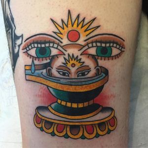 Buddha eyes tattoo by Joel Melrose #JoelMelrose #buddhisttattoo #buddhatattoo #buddhism #buddha #buddhaeyes