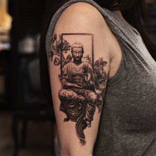 Buddha tattoo by Oscar Akermo #OscarAkermo #buddhisttattoo #buddhatattoo #buddhism #buddha