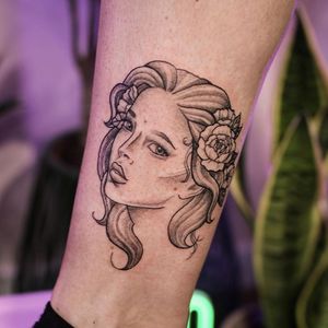 Tattoo by Megan Bird #MeganBird #ladyhead #portrait #HoboJackClothing #HoboJackTattoo #HoboJackSkate #tattooculture #tattoocommunity #tattoocollector #tattooartist