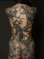 Shibari tattoo by Gerald Feliciano #GeraldFeliciano #blackandgrey #shibari #florals