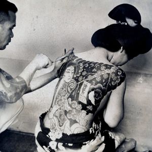 Vintage photograph of Japanese tattooing