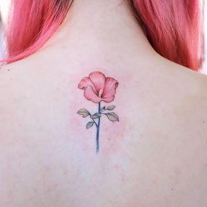 Flower tattoo by Grey Un #GreyUn #watercolor #realism #color #koreanartist #flower #backtattoo