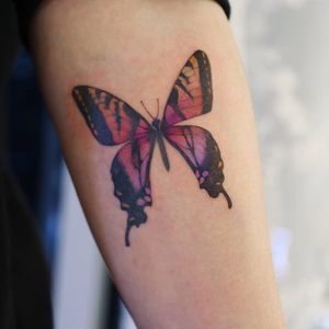 Butterfly tattoo by Grey Un #GreyUn #watercolor #realism #color #koreanartist #butterfly #wings #fly