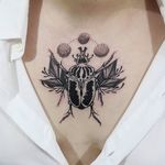 Chest tattoo by Hellen Zumbi #HellenZumbi #illustrative #linework #dotwork #nature #organic #braziltattoo