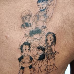 Black Saiyajin Family tattoo by Yokai Hermit #YokaiHermit #anime #manga #fineline #illustrative #japaneseinfluenced #dragonball #dragonballz