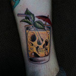 Tattoo by Dana James #DanaJames #traditional #drink #alcohol #cocktail #skull 