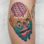 Tattoo by Piettro Torchio #PiettroTorchio #traditional #color #surreal #zombie #portrait #brain 