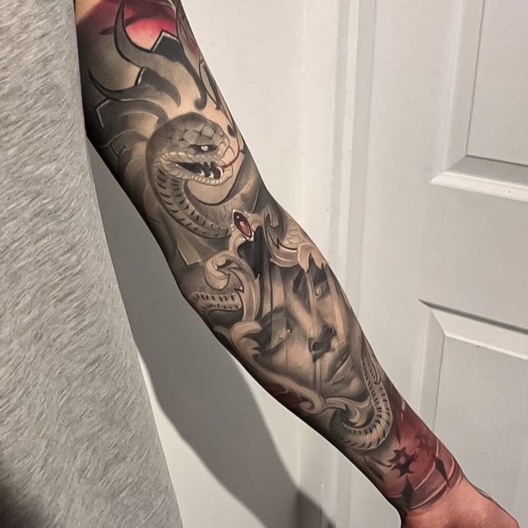 Black and Grey Japanese Sleeve In Progress by George Bardadim tattoo  artist based in NYC Resident artist at Tattoo Culture Brooklyn Tattoo  Shop