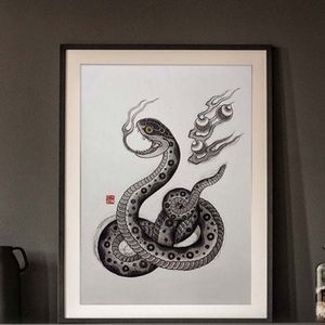 Snake Print by Ichi Hatano #IchiHatano #Japanese #Irezumi #dragons