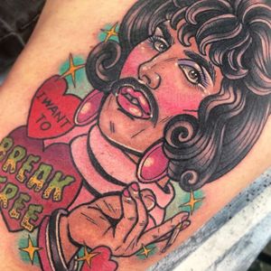Freddie Mercury tattoo by Sarahktattoo #sarahktattoo #freddiemercury #heart #breakfree #queentattoo #portrait #neotraditional #music #sexualassaultawarenesstattoo #sexualassaultsurvivortattoo #survivortattoo #tattoosforstrength #selflove #empoweringtattoo