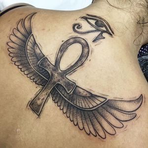 Ankh tattoo by taiscruzart #taiscruzart #ankh #wings #eye #africa #egypt #illustrative #backtattoo