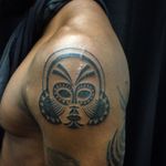 African mask in tribal style by conairbud #conairbud #symboltattoo #africatattoo #african #mask #tribal