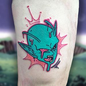 Trippy tattoo by Cosmo Cam #CosmoCam #trippy #surreal #weird #unique #color #psychedelic #cartoon #newschool #popculture  #dragonballz #anime