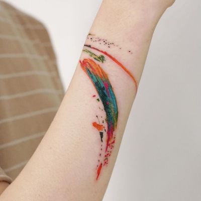 Watercolor tattoo by 9room #9room #watercolor #color #unique #nature #splash #paint #brushstroke