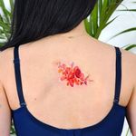 Watercolor tattoo by 9room #9room #watercolor #color #unique #nature #rose #floral #flower #backtattoo