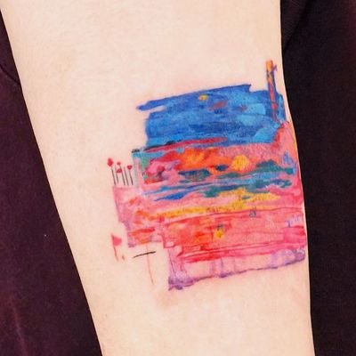 Splatter Rainbow Watercolor Tattoo - Temu