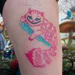 Cheshire cat tattoo by Karolinas Art #Karolinasart #cheshirecat #cat #aliceinnwonderland #disney #illustrative #pink #lettering