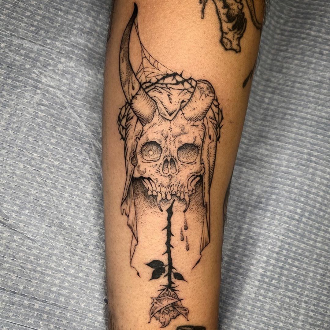 tattoo of a wendigo with an elk skull slightly spooky  Stable Diffusion   OpenArt