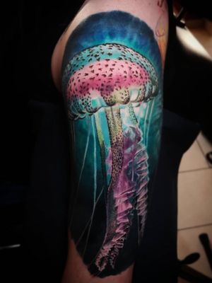 Jellyfish tattoo by radzian #radzian #jellyfish #ocean #oceanlife #animal 