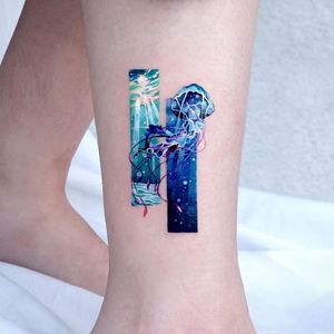 Jellyfish tattoo by tattooist sigak #tattooistsigak #jellyfish #ocean #oceanlife #animal 