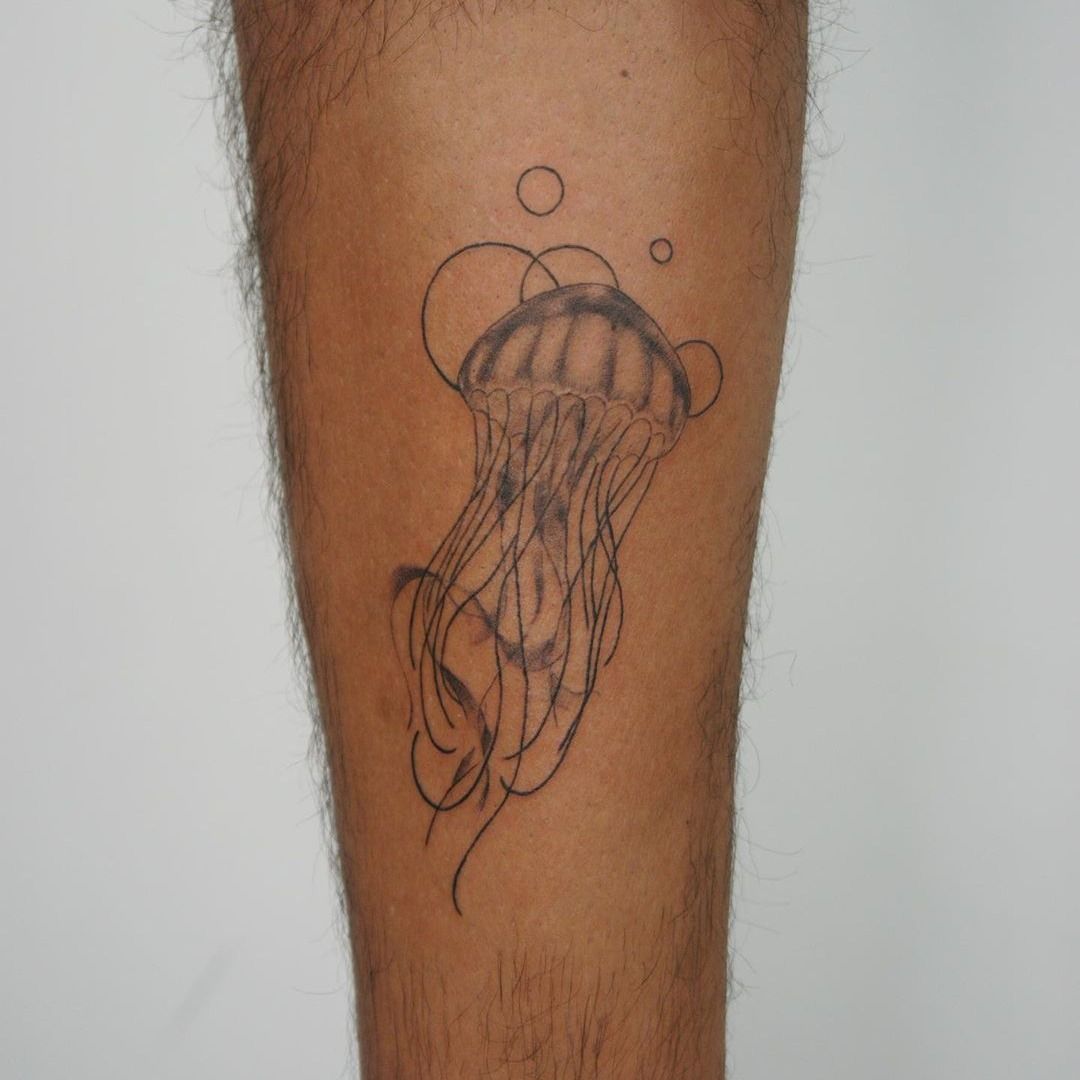 Geometric jellyfish art illustration tattoo minimalist drawing  dotwork jellyfish ink  Drawings Illustration art Minimalist tattoo