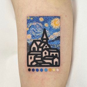 Awesome example of inspiration rather than reproduction...Van Gogh inspired tattoo by Mambo Tattooer #Mambo #MamboTattooer #VanGogh