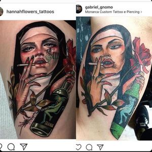 Original tattoo on the left and copy on the right. Sourced from IG: tattoocopycats