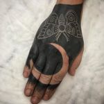 White Ink over Blackwork Tattoo by Kyle Kemp #KyleKemp #whiteinkoverblackwork #whiteinkonblacktattoo #whiteonblack #whiteink #blackwork #blackout