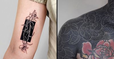 White Ink Over Blackwork Tattoos