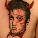 Tattoo by Marcelina Urbanska #MarcelinaUrbanska #neotraditional #traditional #illustrative #graphic #color #darkart #surreal #elvis #portrait #devil 