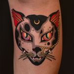 Tattoo by Marcelina Urbanska #MarcelinaUrbanska #neotraditional #traditional #illustrative #graphic #color #darkart #surreal #cat #japaneseinspired