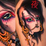 Tattoo by Marcelina Urbanska #MarcelinaUrbanska #neotraditional #traditional #illustrative #graphic #color #darkart #surreal #punk #ankh #letter #japaneseinspired