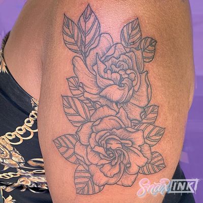 Tattoo by Debbi Snax #DebbiSnax #illustrative #rose #flower #nature #tattoosondarkskin