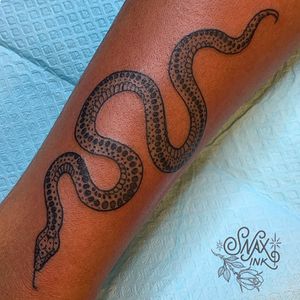 Tattoo by Debbi Snax #DebbiSnax #illustrative #snake #animal #nature #tattoosondarkskin