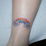 Crayon tattoo by Mello #Mello #Mellowhatever #crayontattoo #childdrawing #childlike #fun #cute #koreanartist #seoultattoo #rainbow #smiley #cloud