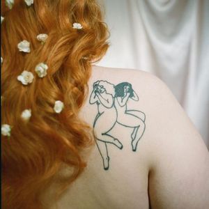 Frances Cannon illustration tattoo on honeykinny for Polyester Magazine. Photographed by Carina Kehlet Schou #FrancesCannon #illustrative #body #nude #love #sleep #cuddle #cute