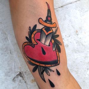 Sacred heart tattoo by Jay B Tattoo #JayBTattoo #JayB #sacredheart #dagger #blood #leaves